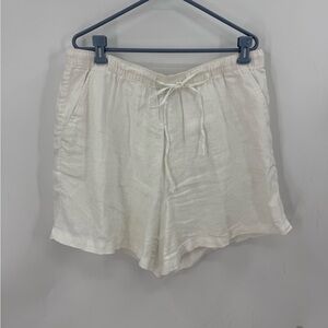 Tahari 100% Linen elastic waist Drawstring Shorts 1X